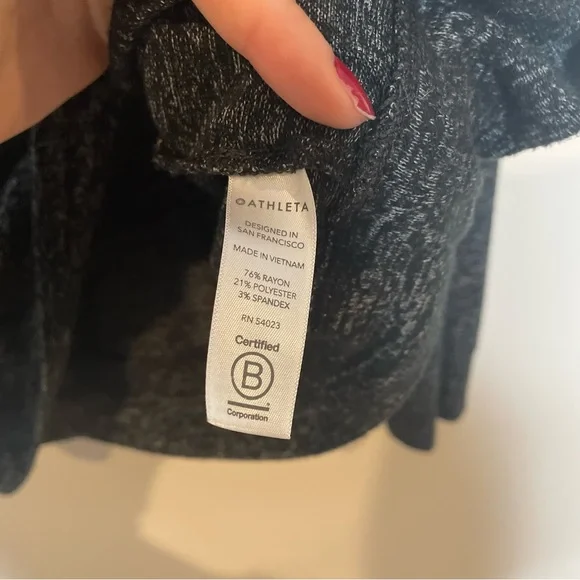 Athleta Mindful Pullover Long Sleeve Sweatshirt Charcoal Grey Heather Medium M - Picture 6 of 10